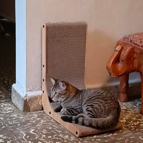 New Cat Scratcher, 26.8 Inch L Shape Cat Scratch Pad Wall Mounted, Cat Scratcher - Picture 6 of 9